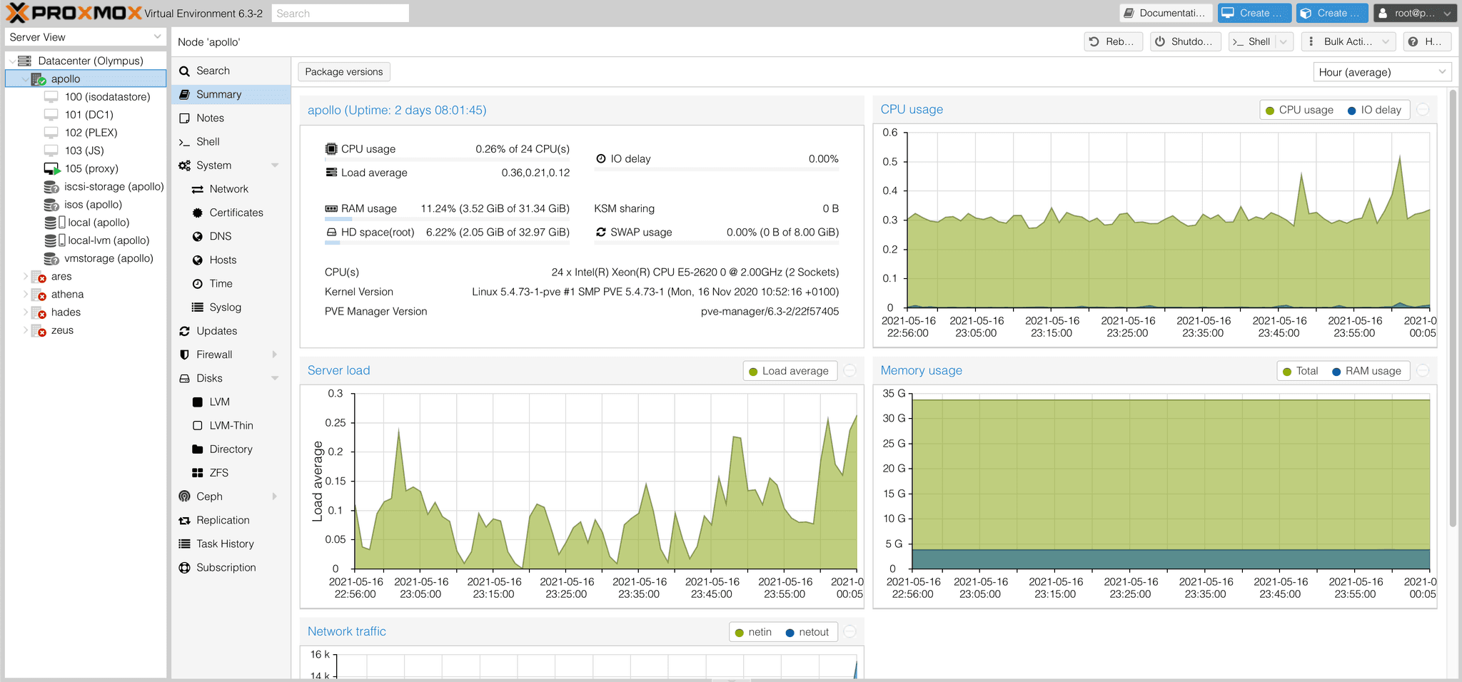 a screenshot of my proxmox cluster setup